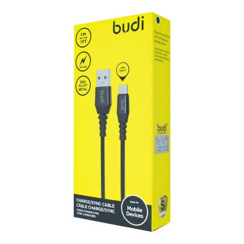 M8J191T-BLK (DC191T10B) - Type C to USB Charge/Faster,zinc alloy metal 1м