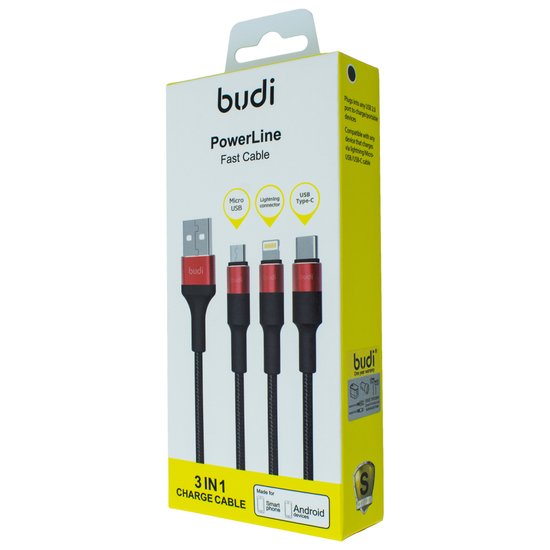 M8J162T3 - 3in1 Charge Cable，Braided Cable With Metal shell 1.2m