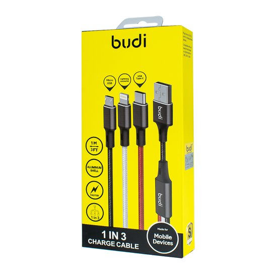 DC203A2 - 3in1 Charge Cable 1m, Aluminum Shell
