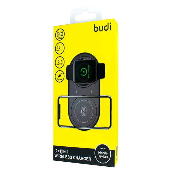 M8J3500 (WL3500B) - Budi 2in1 Wireless Charger 15W and 5W Wireless Watch