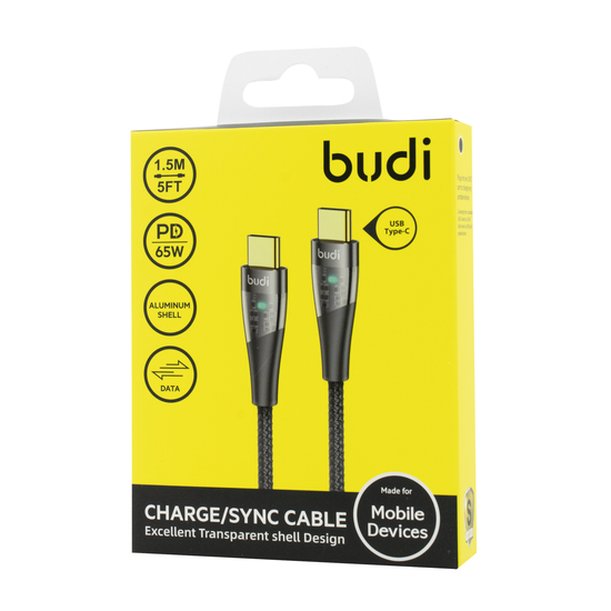 DC217TT15B - Budi USB Cable Type-C to Type-C 1,5m 65W