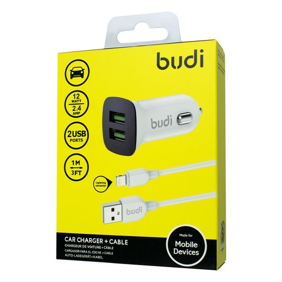 CC631L - Budi Car Charger 12W 2.4A + Cable Lightning