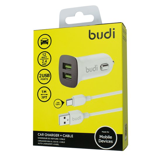 CC631T - Budi Car Charger 12W 2.4A + Cable Type-C