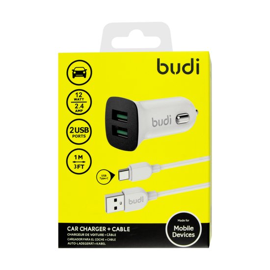 CC631T - Budi Car Charger 12W 2.4A + Cable Type-C