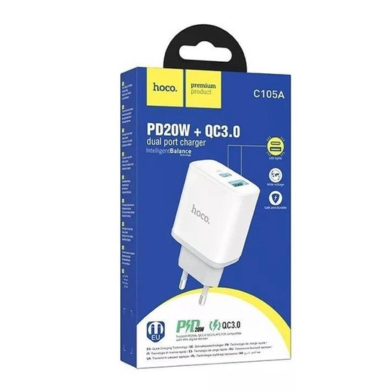 СЗУ Hoco C105A Stage dual port PD20W (Type-C + USB)