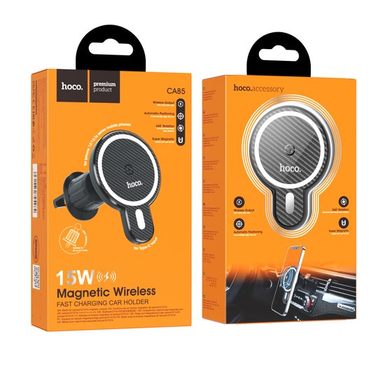 Автодержатель Hoco CA85 Ultra-fast Magnetic Wireless Charging 15W