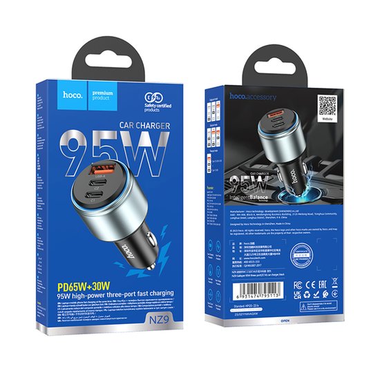 АЗУ Hoco NZ9 Galloper 95W three-port(2C1A) car charger