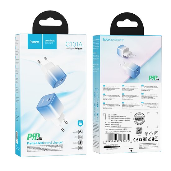 СЗУ Hoco C101A single port PD20W charger(EU)