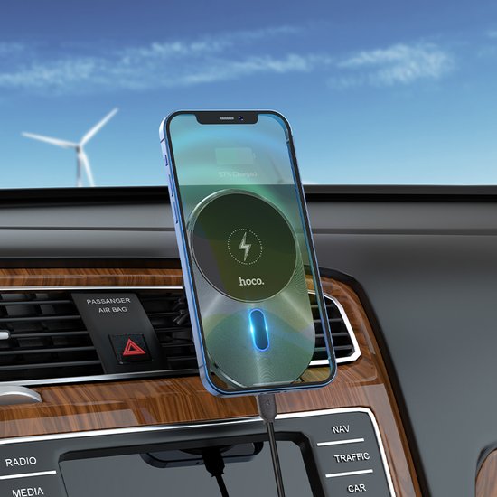 Автодержатель с беспроводной зарядкой Hoco CA91 Magic magnetic wireless fast charging car holder