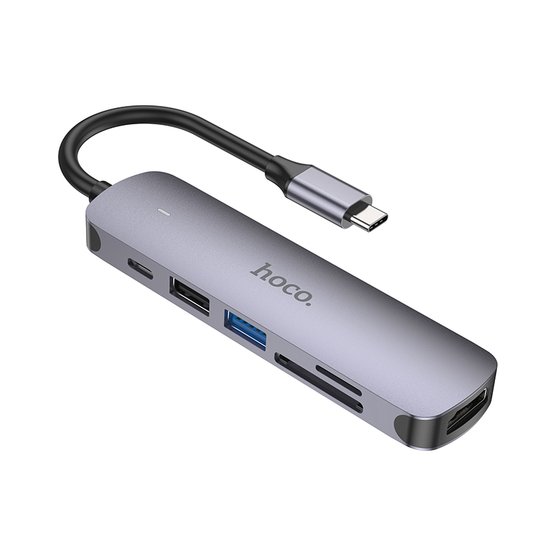 Кабель-переходник Hoco HB28 Type-C multi-function converter(HDTV+USB3.0+USB2.0+SD+TF+PD)