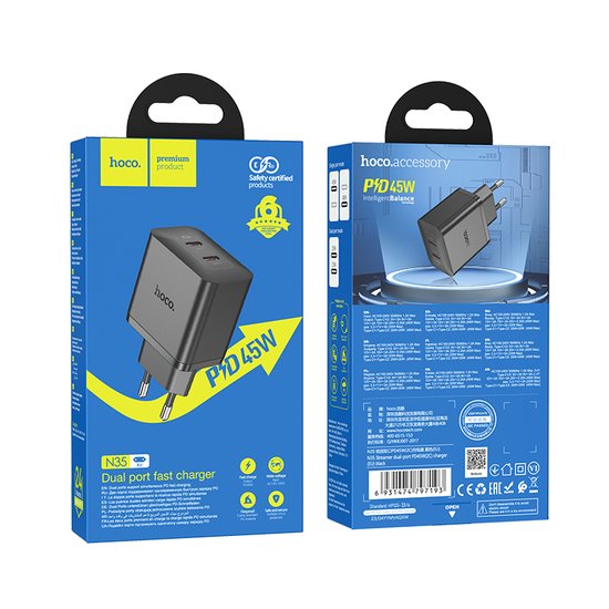 СЗУ Hoco N35 Streamer dual-port PD45W(2C) charger