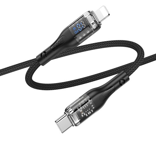 Кабель Hoco U115 Transparent Discovery Edition 100W  data cable with display for Type-C to Type-C