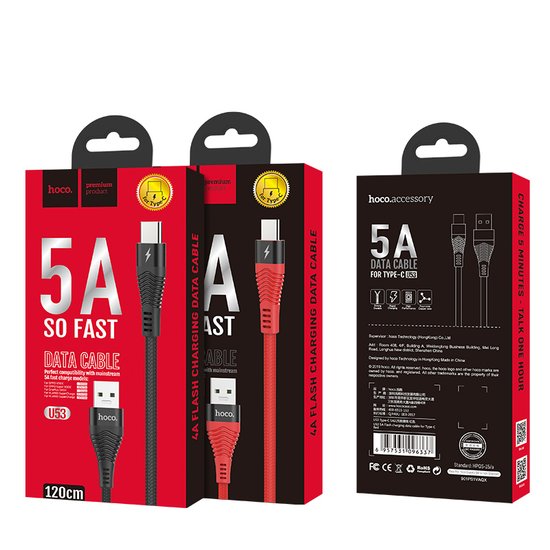 Кабель Hoco U53 5A Flash charging data cable for Type-C
