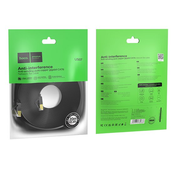 Кабель Hoco US07 General pure copper flat network cable(L=20M)