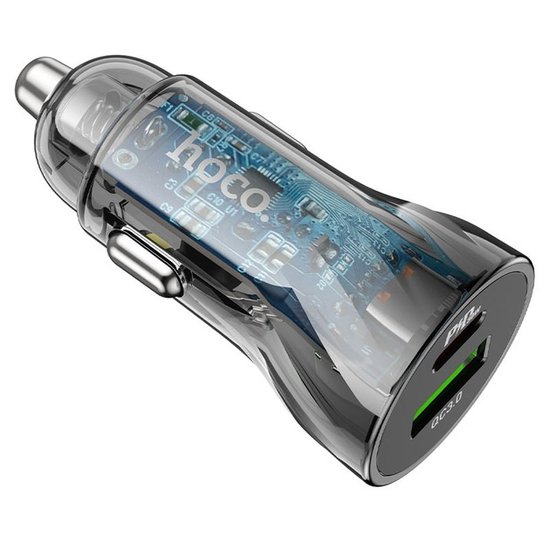 АЗУ Hoco Z47A Transparent Discovery Edition dual port PD30W+QC3.0 car charger
