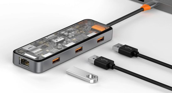 WIWU Адаптер CB008 Cyber HUB 8 in 1 USB-C to USB3 x 2 / USB2 / Type-C / HDMI / SD / Micro SD / RG45
