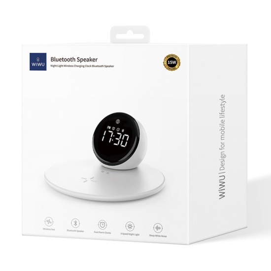 WiWU БЗП Wi-W017 5 In1 Wireless Charging Clock & Bluetooth Speaker, Timer, Stop Watch
