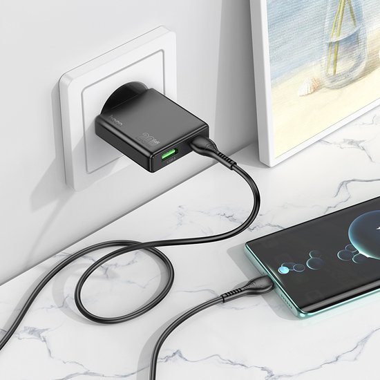 СЗУ Hoco N38 Delgado dual port PD20W+QC3.0 charger
