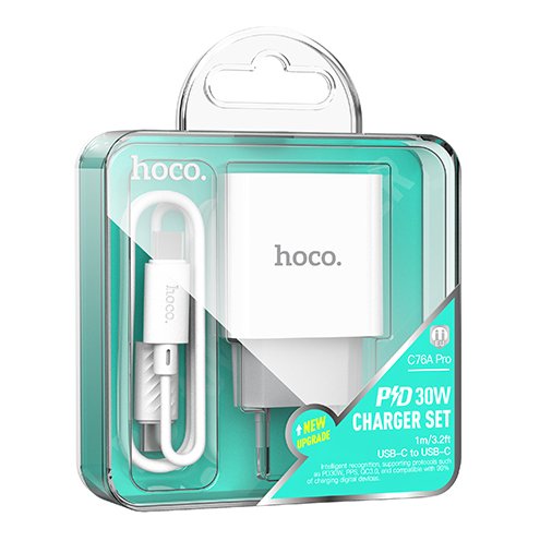 СЗУ Hoco C76A Pro Majestic single port PD30W charger set(Type-C to Type-C)