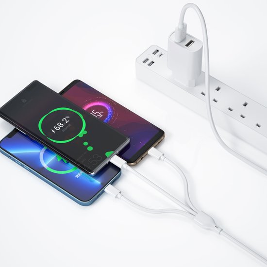 WIWU СЗУ Wi-U003 Dual USB Charger + 3 in 1 Cable EU Plug