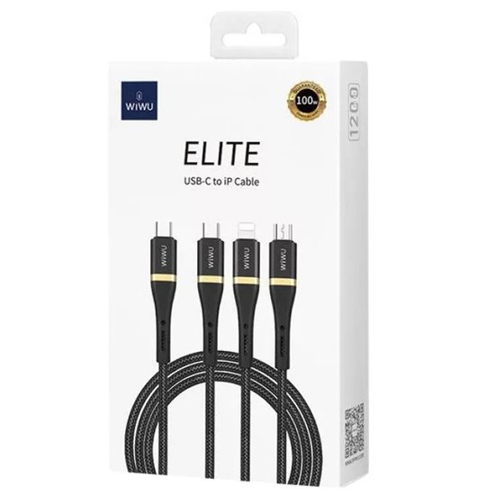 Wiwu Кабель WI-C023 Vigor Series 3in1 Type-C Lightning Micro Reel Data and Charging Cable 100W