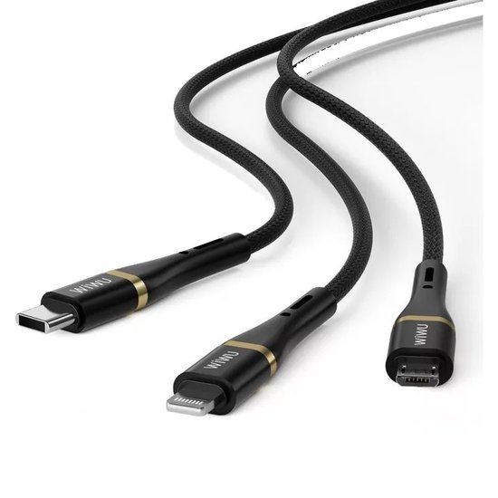 Wiwu Кабель WI-C023 Vigor Series 3in1 Type-C Lightning Micro Reel Data and Charging Cable 100W