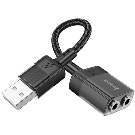 Кабель-переходник Hoco LS37 Spirit 2-in-1 transparent external sound card for earphones USB to 3.5mm