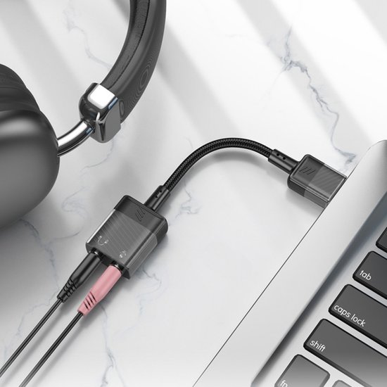 Кабель-переходник Hoco LS37 Spirit 2-in-1 transparent external sound card for earphones USB to 3.5mm