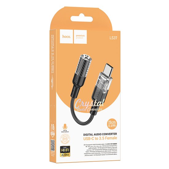Кабель-перехідник Hoco LS37 Spirit transparent digital audio converter Type-C to 3.5mm