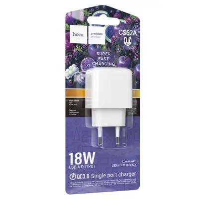 СЗУ Hoco CS52A Surplus single-port QC3.0 charger(EU)