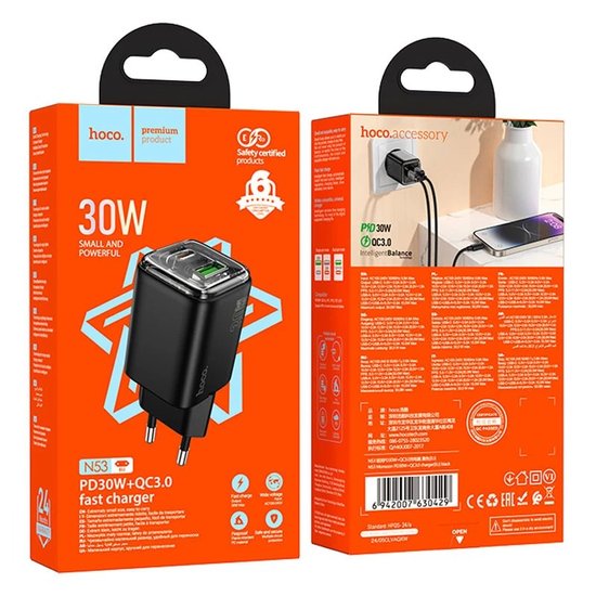 СЗУ Hoco N53 Monsoon PD30W+QC3.0 charger