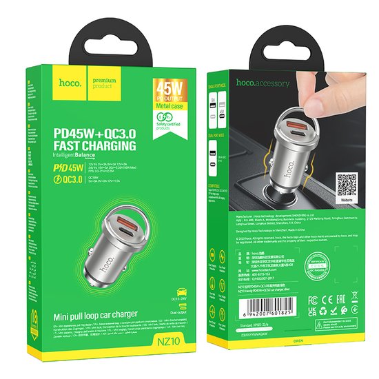 АЗУ Hoco NZ10 Handy PD45W+QC3.0 car charger
