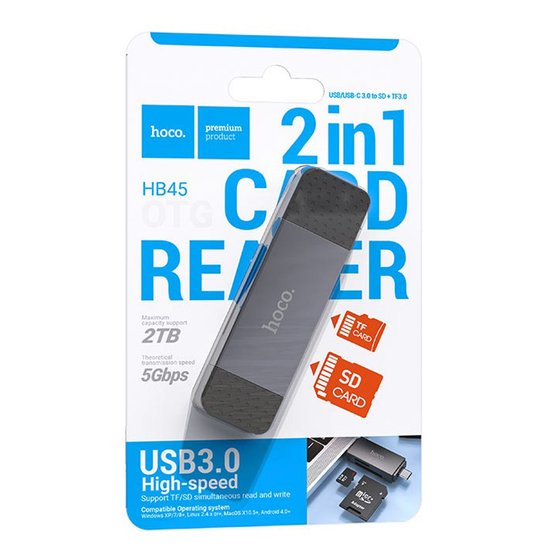 Кардридер - считыватель карт памяти Hoco HB45 Spirit 2-in-1 USB 3.0