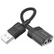 Кабель-переходник Hoco LS37 Spirit 2-in-1 transparent external sound card for earphones USB to 3.5mm